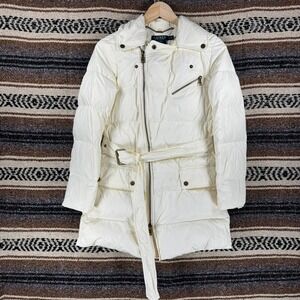 Lauren Ralph Lauren White Down Fill Puffer Jacket Coat Women's S Petite SP LRL